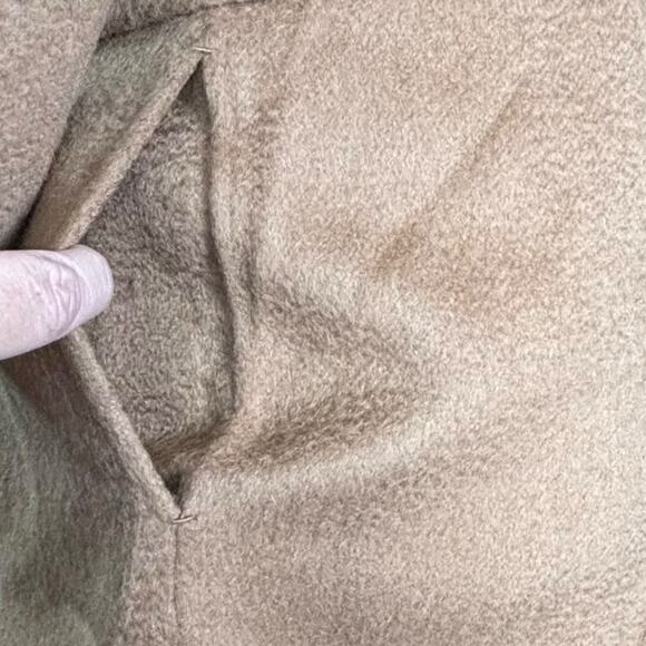 Maxchic Tan Camel Wool Cashmere Coat Rex Rabbit Oversized Collar XS Wrap Style - Picture 5 of 15